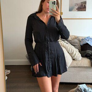 Black Flowy Evelyn Shirt Dress – Free People